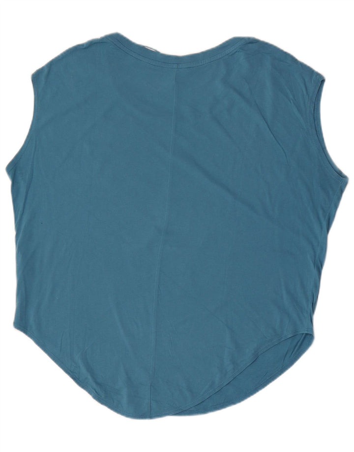 Top cu vestă grafică supradimensionată pentru femei Nike UK 14, mare, albastru, bumbac