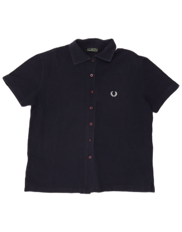 Cămașă cu mânecă scurtă pentru femei FRED PERRY UK 18 XL bumbac bleumarin
