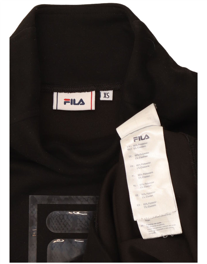 Top cu grafică supradimensionat pentru femei Fila, cu mânecă lungă, UK 6 XS, poliester negru