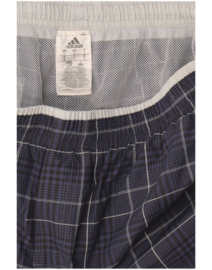 Pantaloni scurți sport pentru bărbați Adidas, mari, bleumarin, din poliamidă cu check