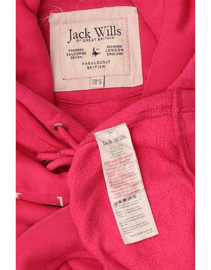 JACK WILLS Jumper oversize Crop Graphic pentru femei UK 12 Roz mediu
