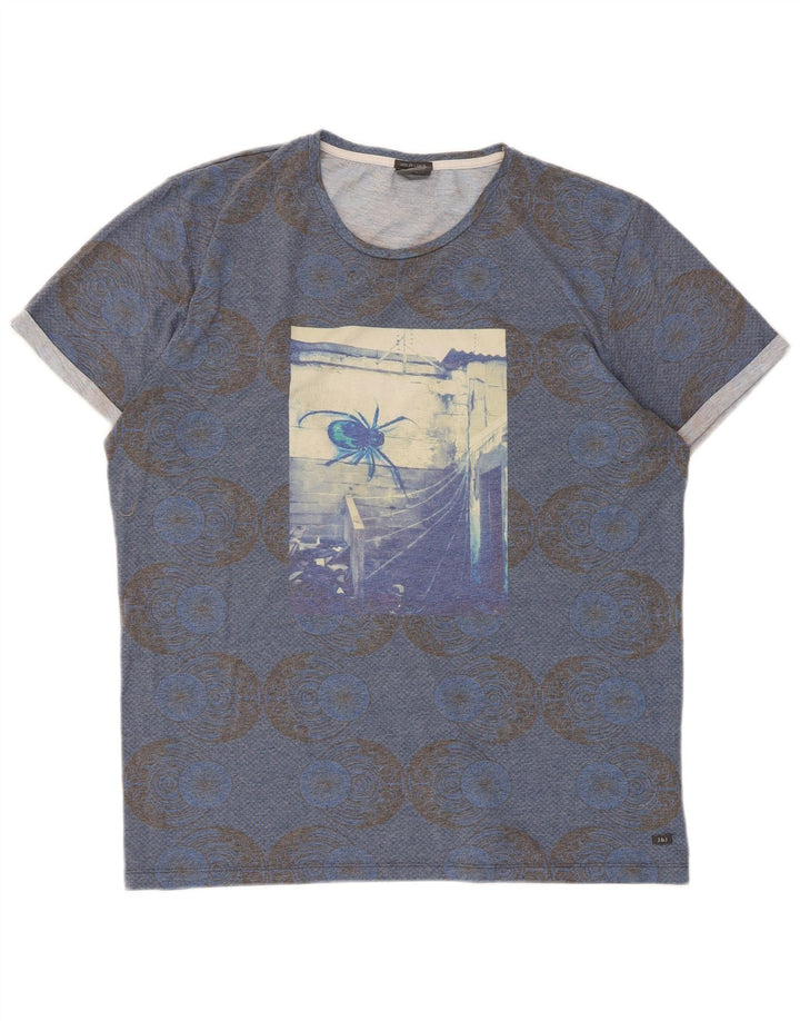 Tricou cu grafic Jack & Jones pentru bărbați Top 2XL poliester geometric albastru
