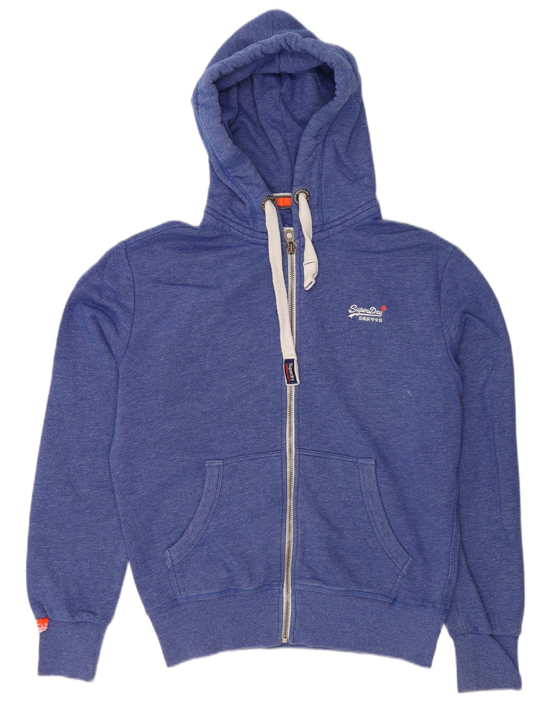 Pulover Superdry pentru bărbați, cu fermoar, bumbac albastru mediu