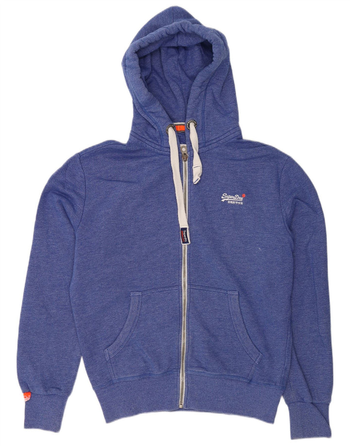 Pulover Superdry pentru bărbați, cu fermoar, bumbac albastru mediu