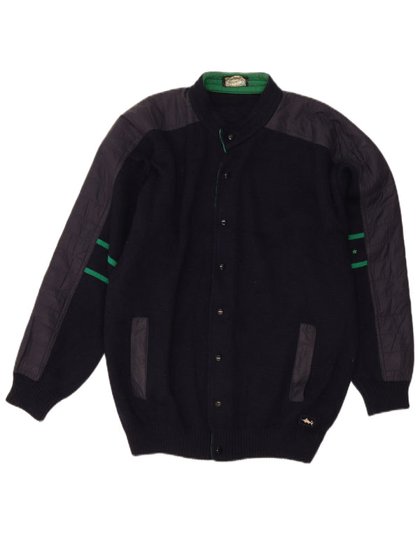 Pulover cardigan pentru bărbați Good Luck, albastru bleumarin mediu
