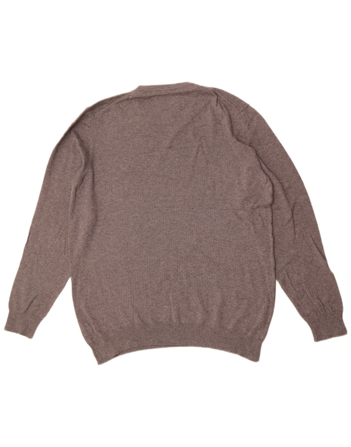 Pulover cu decolteu în V Lyle & Scott pentru bărbați, bumbac mare, gri