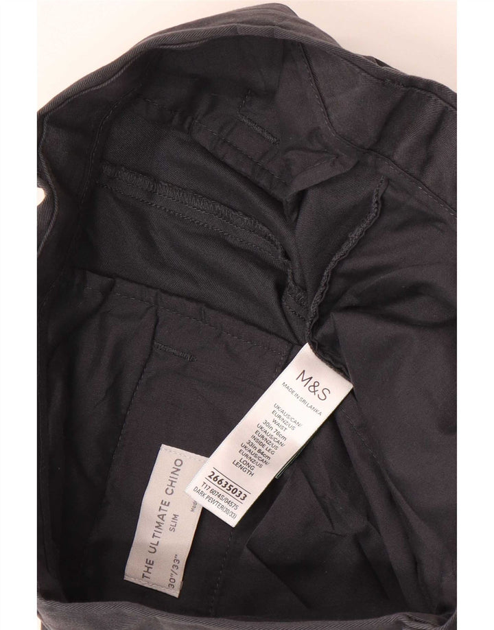 Pantaloni chino subțiri pentru bărbați Marks & Spencer L30 L33 bumbac gri