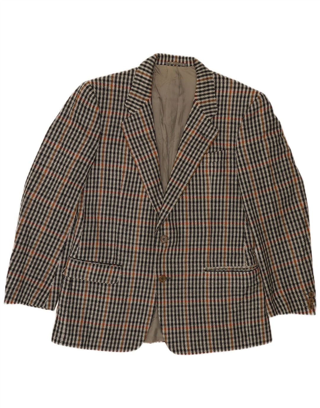 Jachetă pentru bărbați VINTAGE cu 2 nasturi IT 50 Lână mare gri Houndstooth