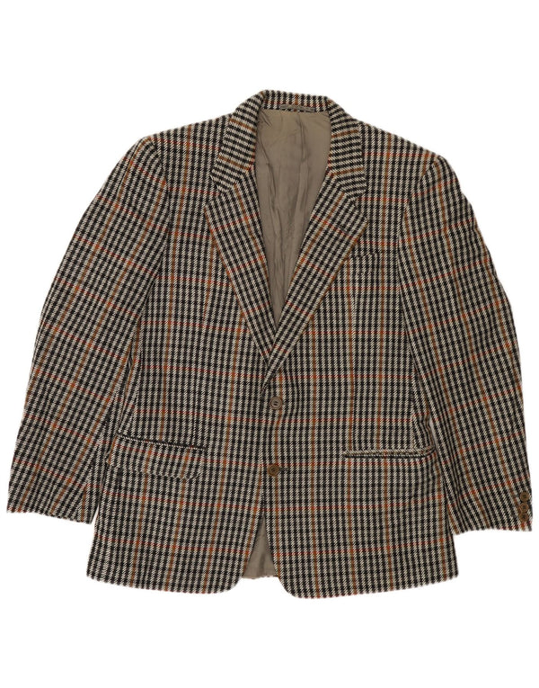Jachetă pentru bărbați VINTAGE cu 2 nasturi IT 50 Lână mare gri Houndstooth