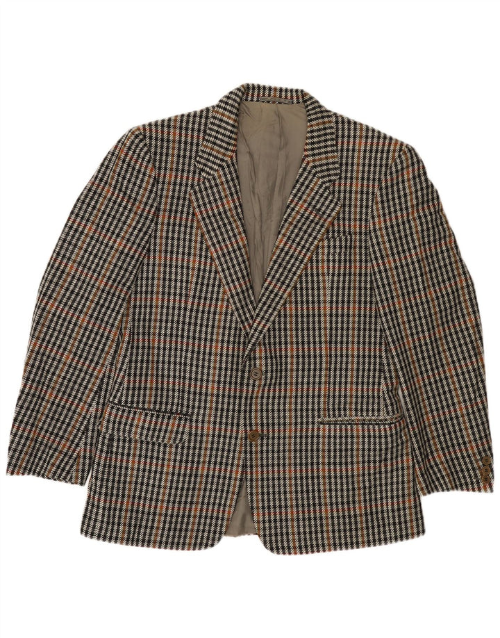 Jachetă pentru bărbați VINTAGE cu 2 nasturi IT 50 Lână mare gri Houndstooth