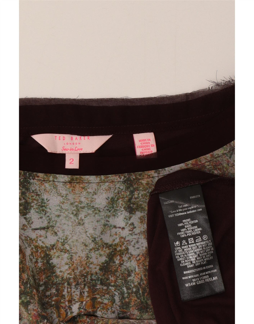 Tricou grafic supradimensionat pentru femei Ted Baker Mărimea 2 mic maro floral