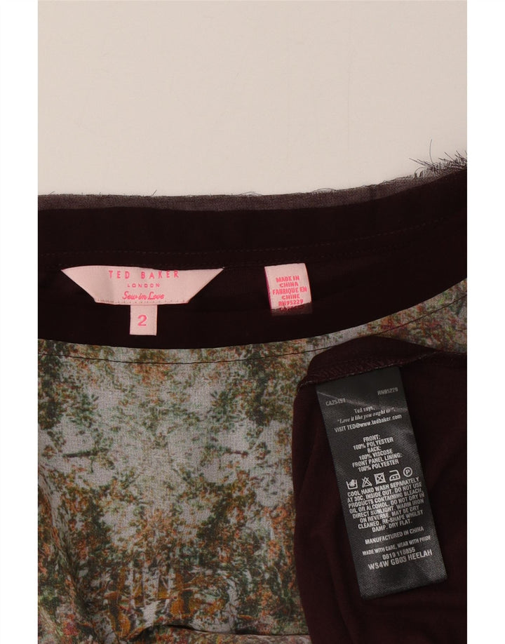 Tricou grafic supradimensionat pentru femei Ted Baker Mărimea 2 mic maro floral