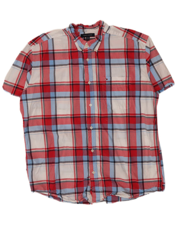 Cămașă cu mânecă scurtă pentru bărbați Tommy Hilfiger, cu tăiere clasică, XL, bumbac carouri roșu