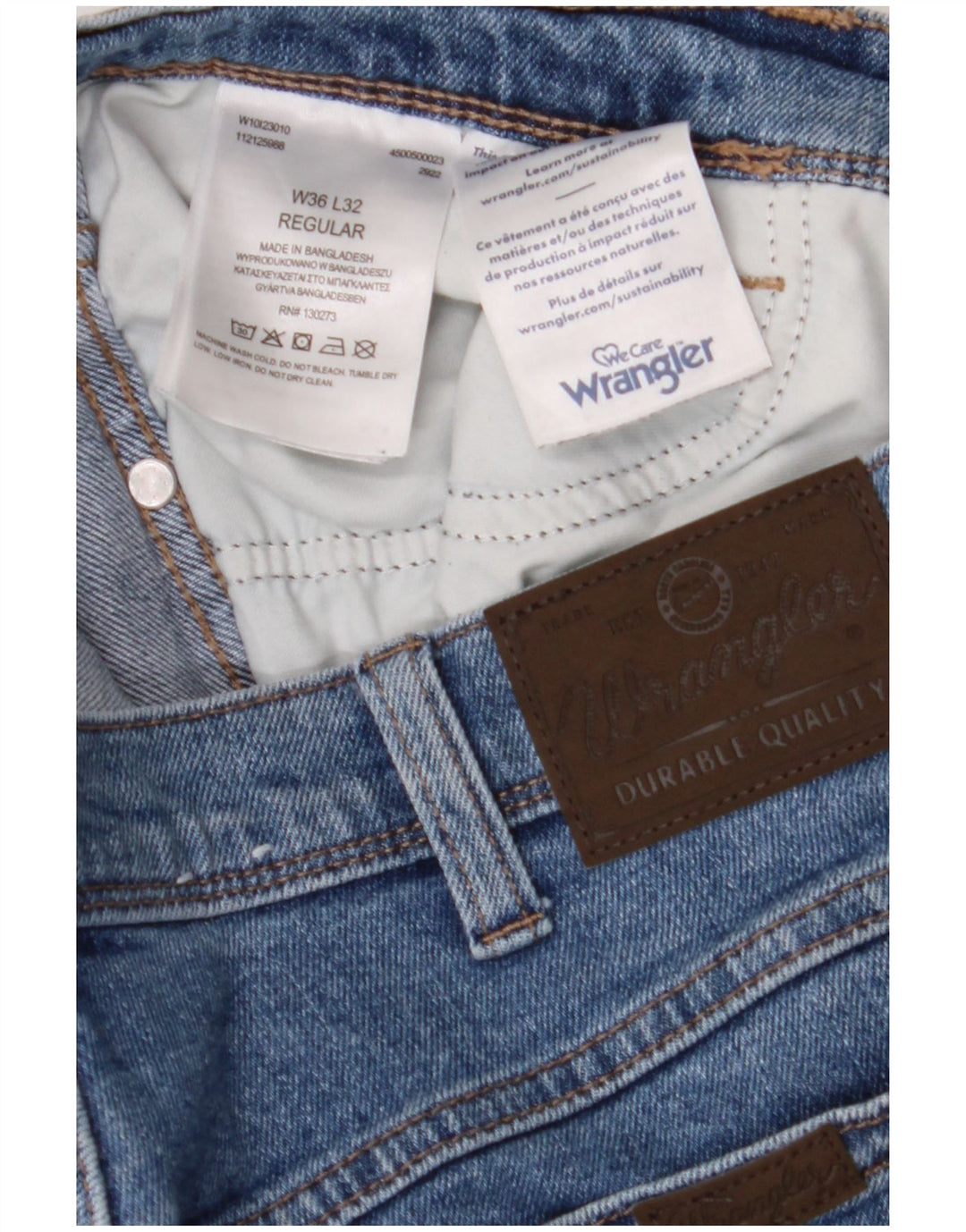 Blugi drepti Wrangler pentru bărbați, cu ajustare normală, W36 L32, bumbac albastru