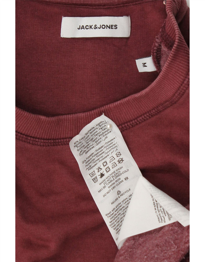 JACK & JONES Hanorac grafic pentru bărbați Pulover mediu din bumbac burgundă