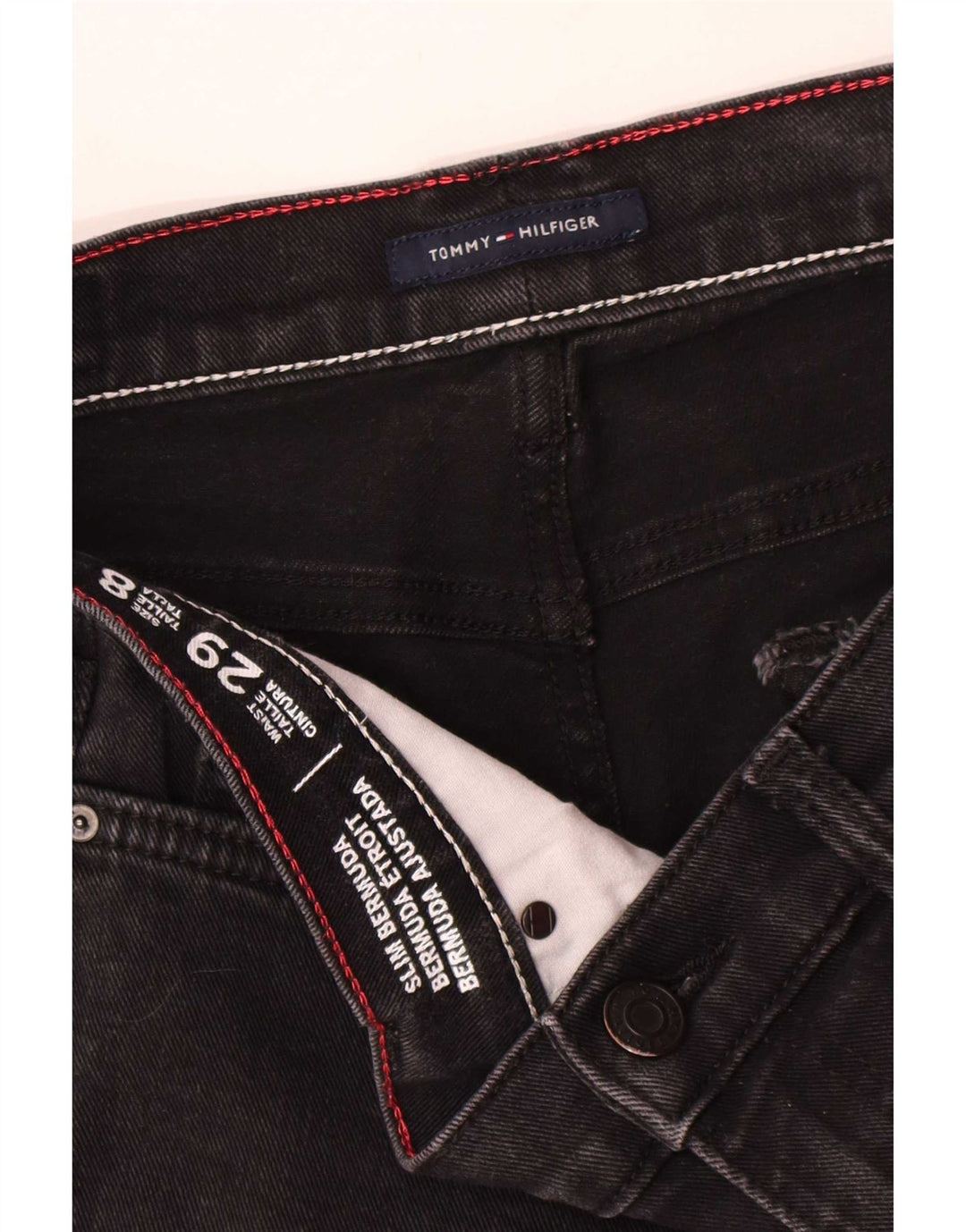 Pantaloni scurți Tommy Hilfiger pentru femei, Bermuda Slim, din denim, W29, bumbac mediu negru