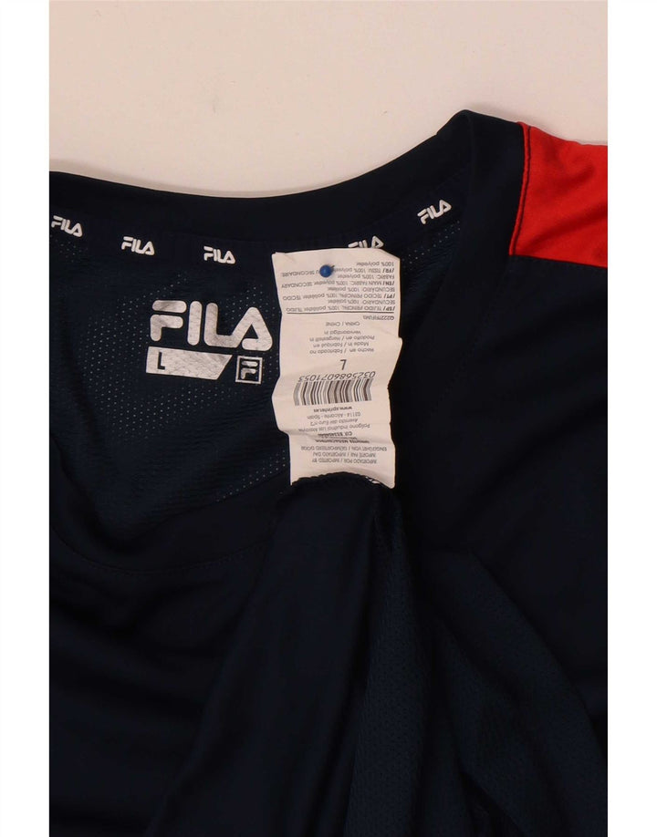 Tricou pentru bărbați Fila Top mare bleumarin din poliester color bloc