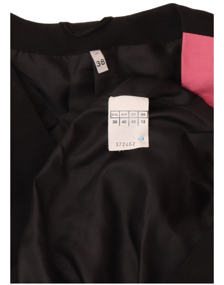 Jachetă pentru femei VINTAGE cu paragate UK 12 Medium Black Colorblock