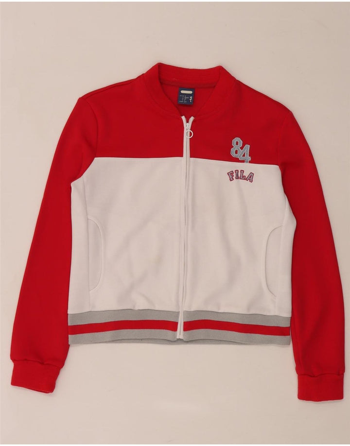Jachetă de top pentru trening Crop Fila pentru femei UK 10 Small Red Colorblock Poliester