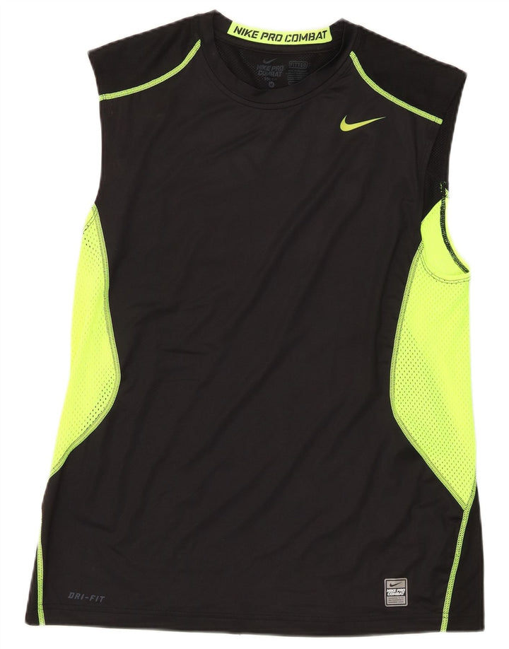 Vest Vest Top Dri Fit Nike pentru bărbați, mediu negru, poliester color bloc