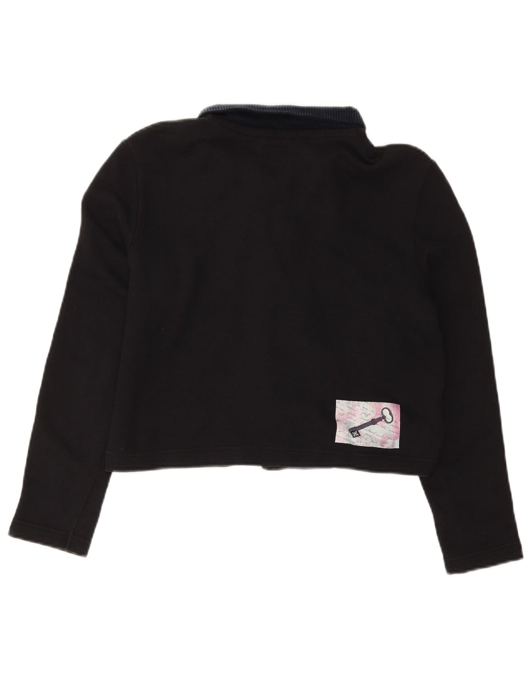 BENETTON Tricou polo oversized cu grafic crop pentru femei UK 10 Small Black