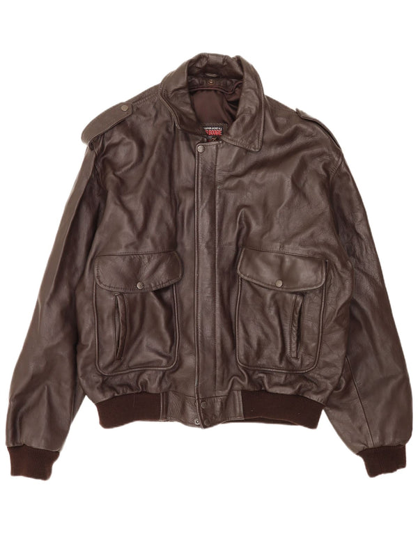 Bomb Boogie Jachetă de aviator din piele pentru bărbați UK 42 XL maro
