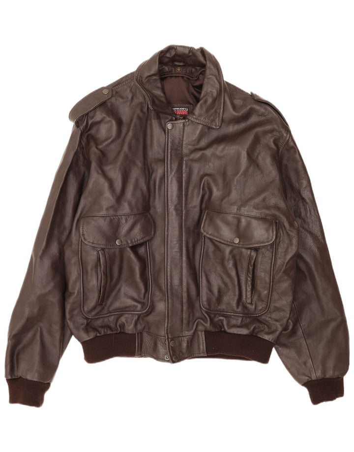 Bomb Boogie Jachetă de aviator din piele pentru bărbați UK 42 XL maro