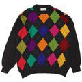 Pulover Benetton pentru bărbați cu gât roșu IT 50 Medium Gri Argyle/Diamond