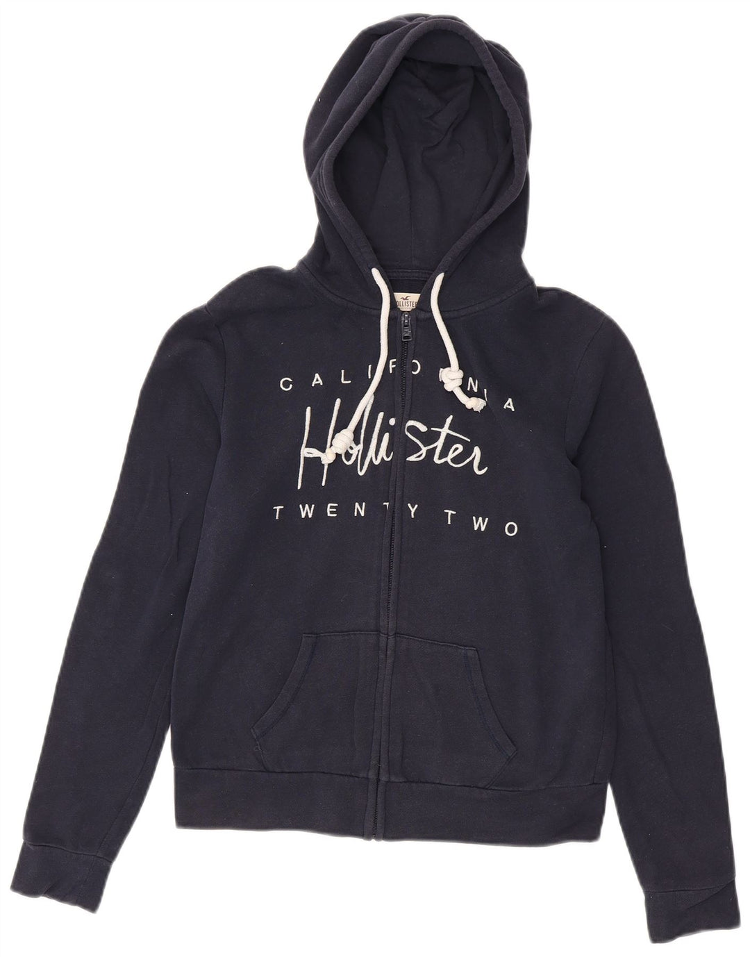 Pulover HOLLISTER pentru damă, cu fermoar și grafic, bumbac, albastru marin, UK 10