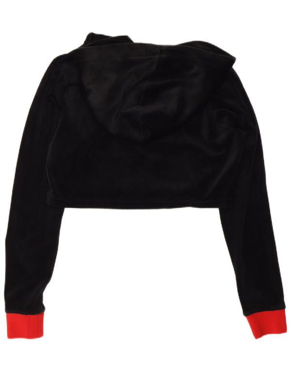Pulover Fila Crop Graphic Hoodie pentru femei UK 10 Small Black Colorblock