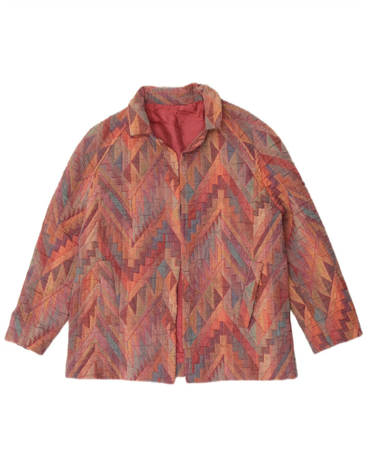 Jachetă Vintage pentru femei deschisă, UK 12, medie, multicoloră, geometrică