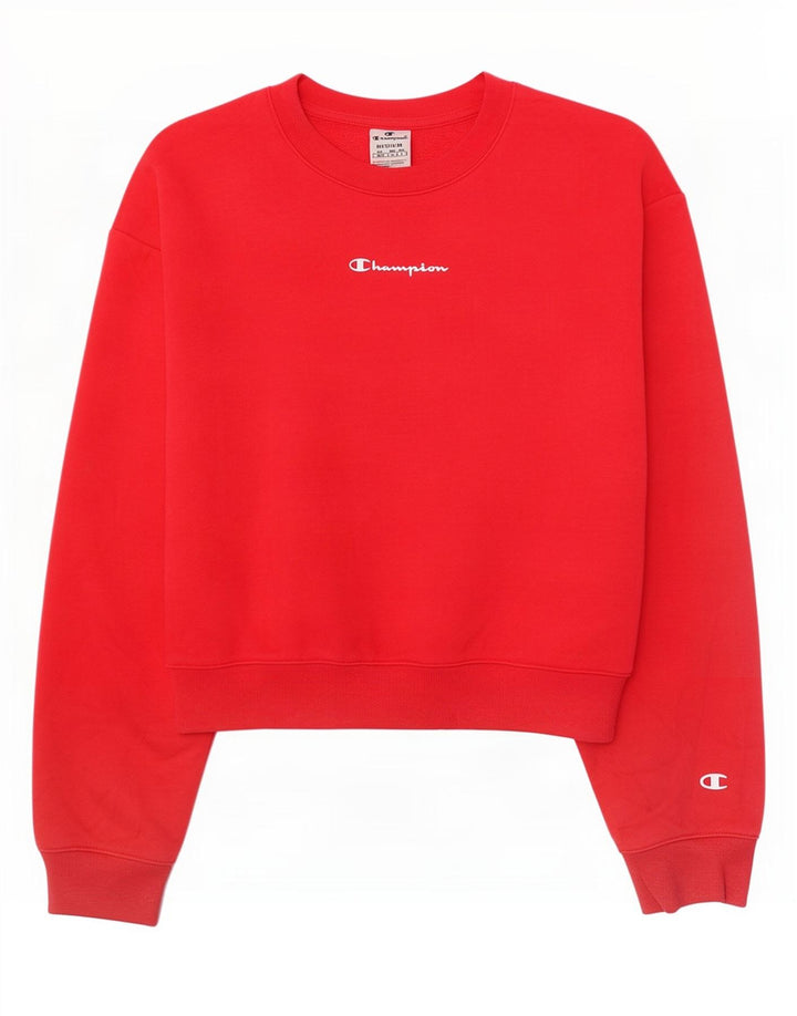 Pulover pentru femei Champion cu grafic Crop Pulover UK 14 Bumbac roșu mediu