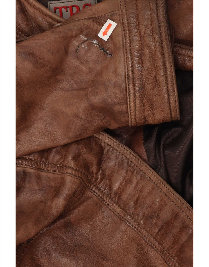 Geacă de piele vintage pentru bărbați IT 60 4XL maro
