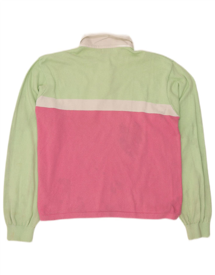 BENETTON Tricou polo pentru femei UK 16, mare, verde, bumbac color bloc