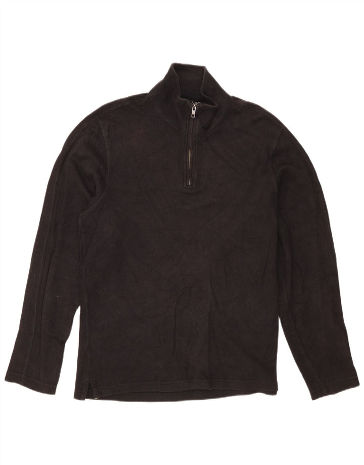 Pulover pentru bărbați Eddie Bauer, cu fermoar și gât, bumbac mediu negru
