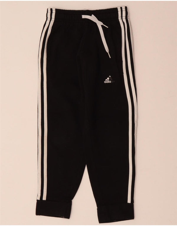 Pantaloni de trening ADIDAS baieti Joggeri 7-8 ani bumbac negru