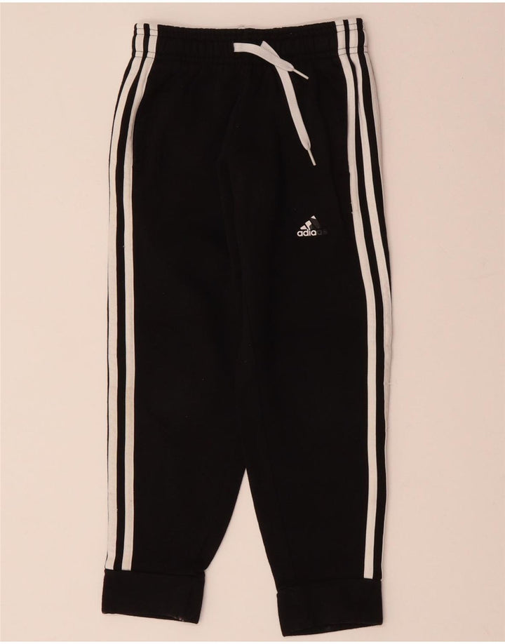 Pantaloni de trening ADIDAS baieti Joggeri 7-8 ani bumbac negru