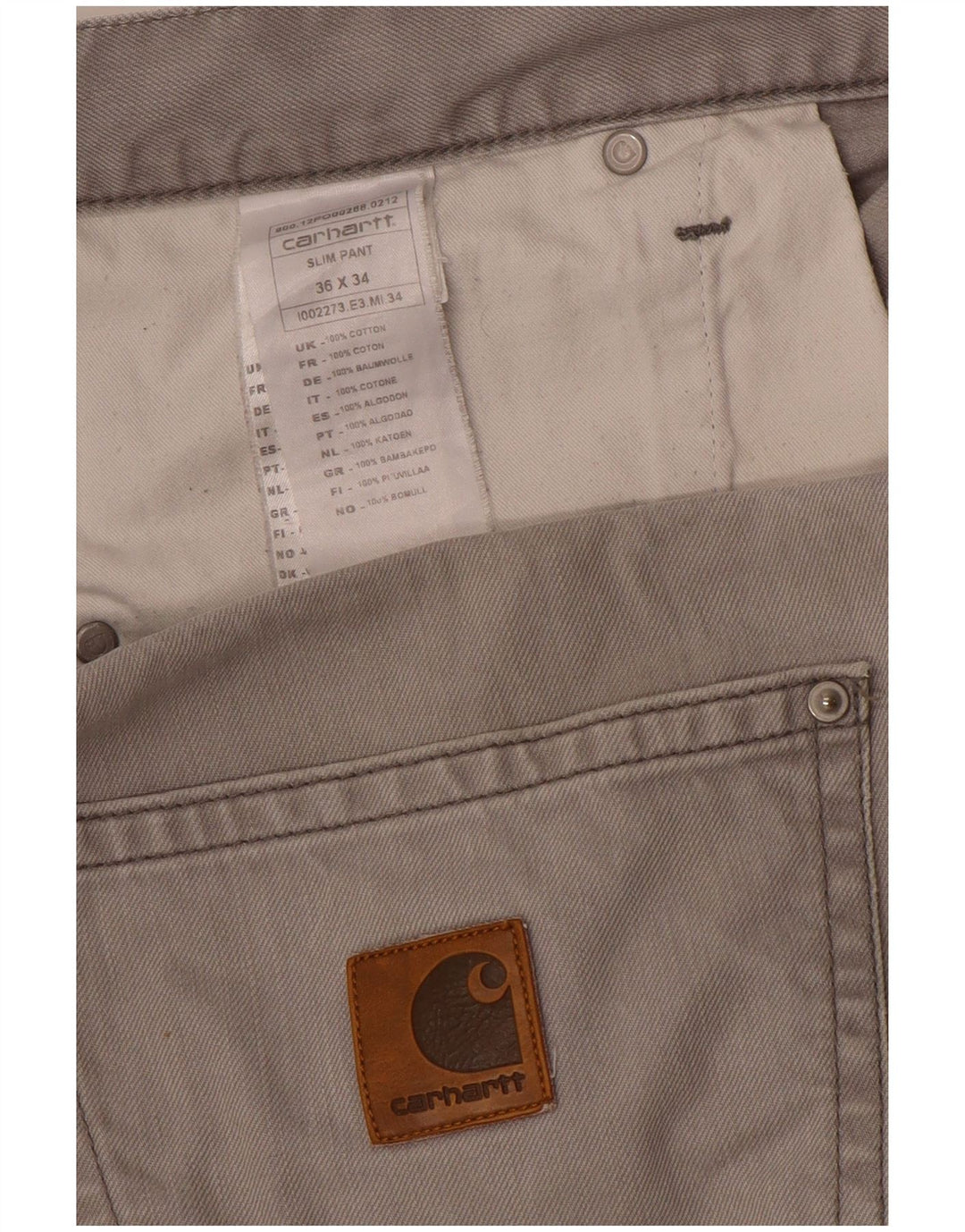 CARHARTT Pantaloni slim casual pentru bărbați W36 L34 bumbac gri