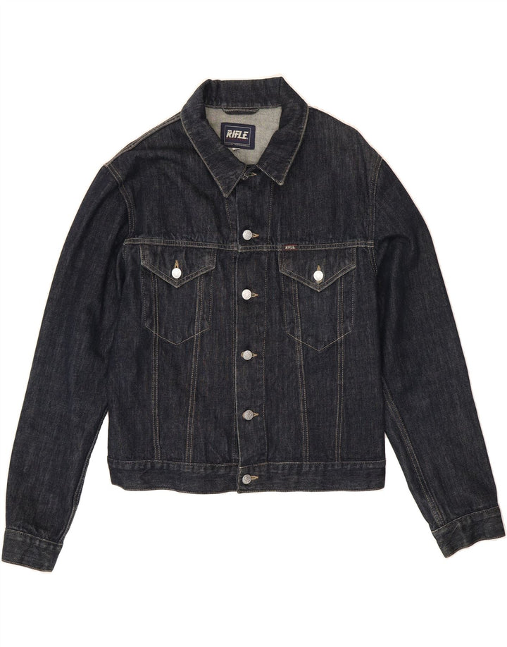 RIFLE Womens Denim Jacket UK 16 Large Navy Blue Cotton Vintage Rifle and Second-Hand Rifle from Messina Hembry 
