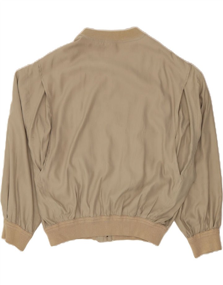 GERANI Mens Bomber Jacket IT 54 2XL Beige Polyester Vintage Gerani and Second-Hand Gerani from Messina Hembry 