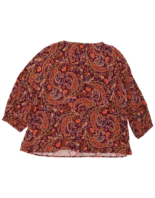 ST JOHN'S BAY Bluză supradimensionată pentru femei UK 20 2XL Burgundy Paisley