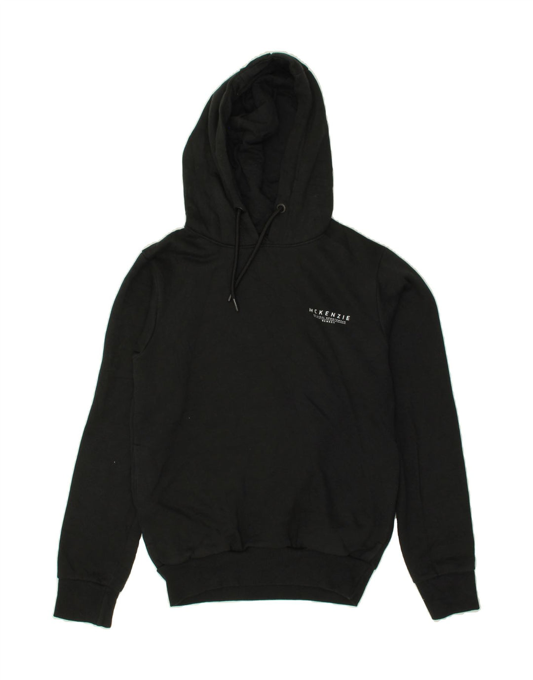 MCKENZIE Mens Hoodie Jumper Small Black Cotton Vintage Mckenzie and Second-Hand Mckenzie from Messina Hembry 