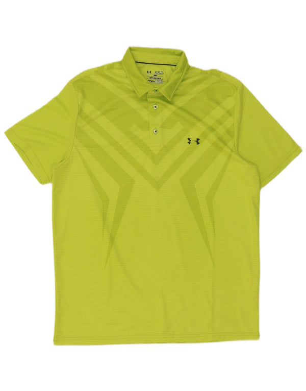 Tricou polo Under Armour pentru bărbați Heat Gear XL, verde, poliamidă geometrică
