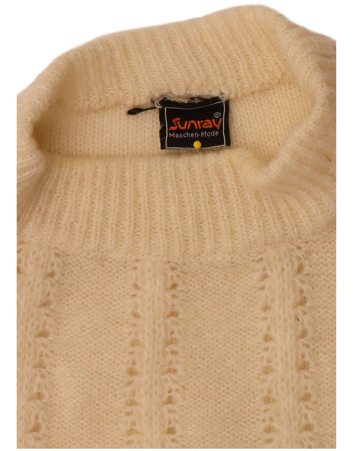Pulover vintage cu gât țestoasă pentru femei UK 14 Medium Off White