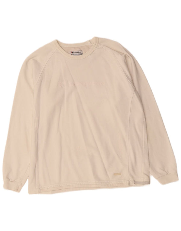 Champion Womens Graphic Oversized Sweatshirt Jumper UK 10 Small Off White