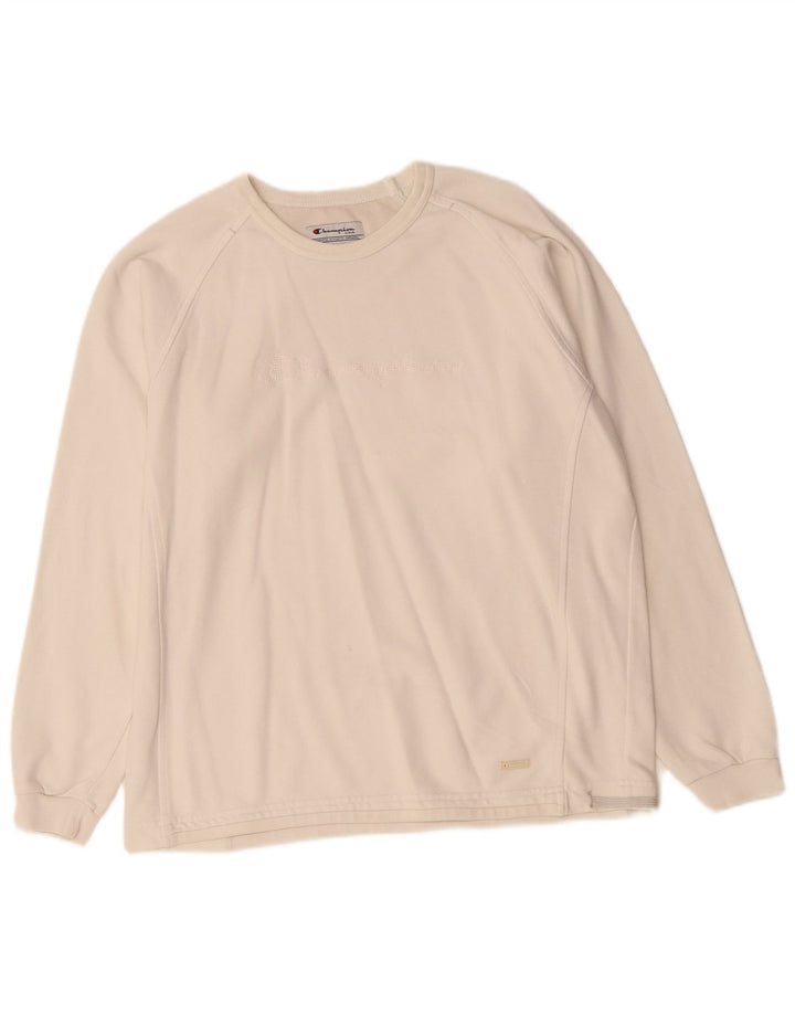 Pulover supradimensionat cu grafic pentru femei Champion UK 10 Small Off White