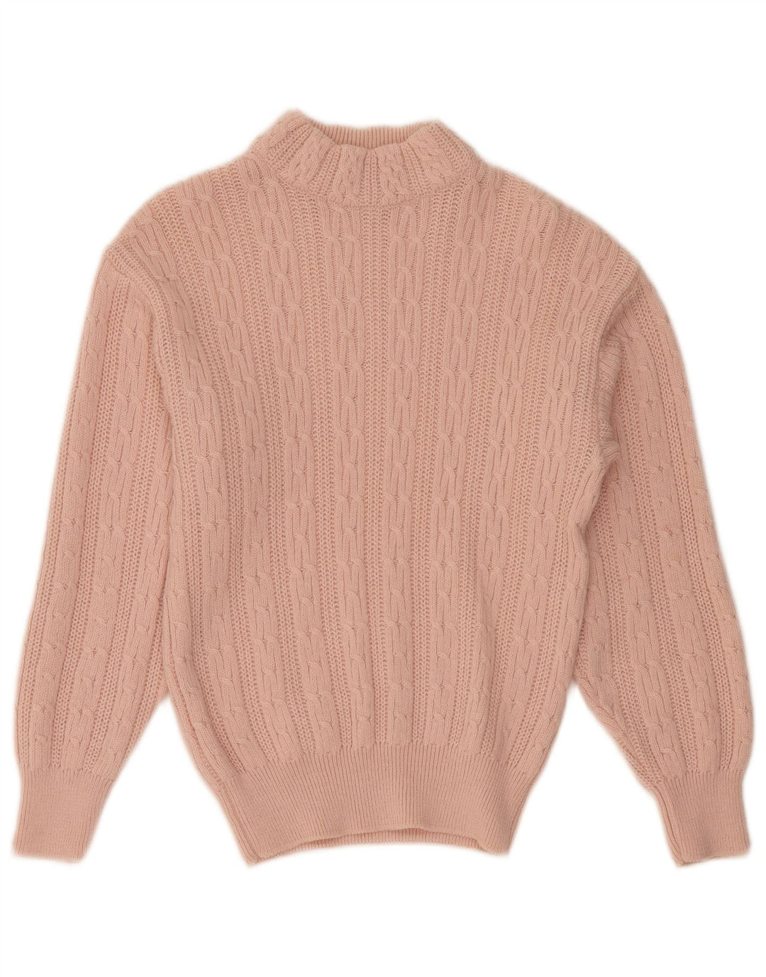 VINTAGE Pulover cu gât țestoasă pentru femei UK 12 Lână roz mediu