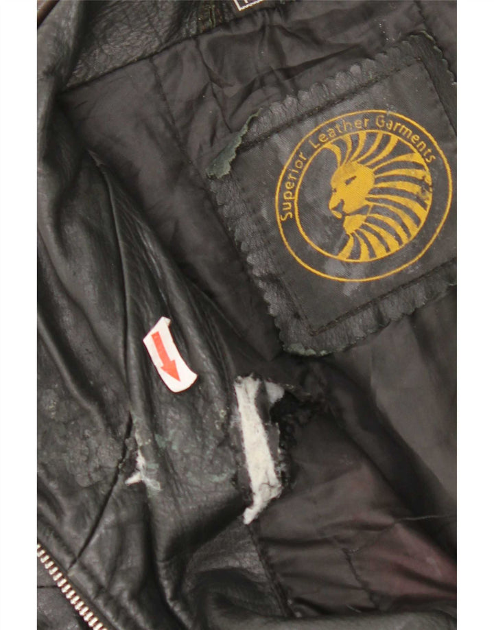 Jachetă de piele vintage pentru femei UK 14 Medium Black