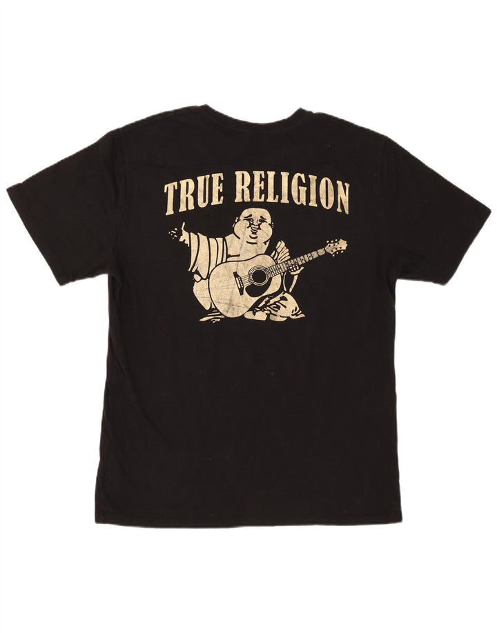 True Religion Tricou grafic pentru bărbați Top mare din bumbac negru