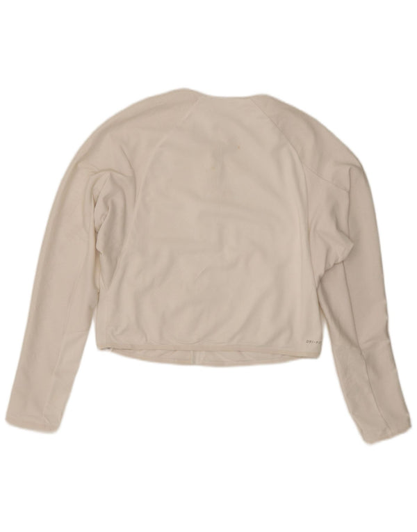 Jachetă de top pentru trening Nike Dri Fit Crop pentru femei UK 16 Poliester alb mare
